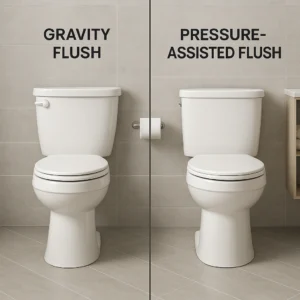 Comparison of gravity and pressure-assisted toilet flushing systems