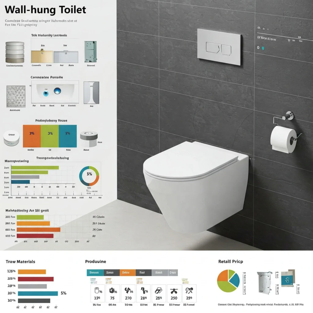 Cost breakdown infographic for wholesale wall-hung toilet pricing