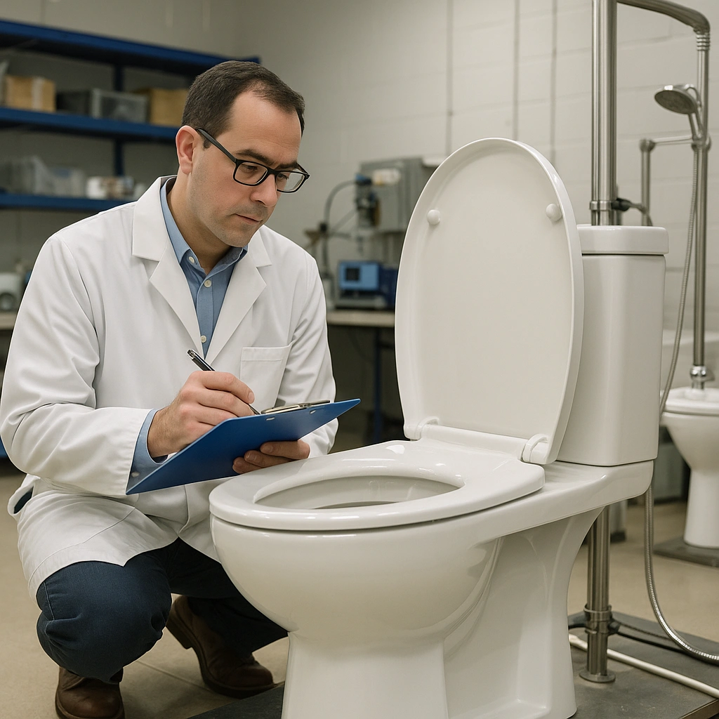 Professional testing facility for toilet certification process